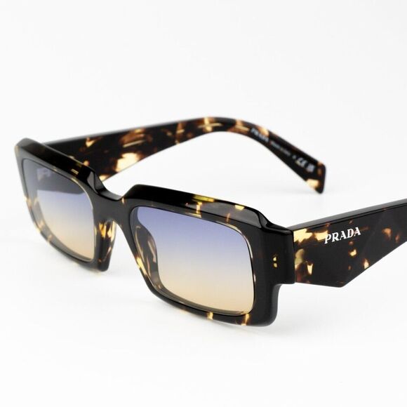 NEW Prada PR27ZS 16O50E Black Tortoise Gradient Yellow Square Unisex Sunglasses - Picture 7 of 10